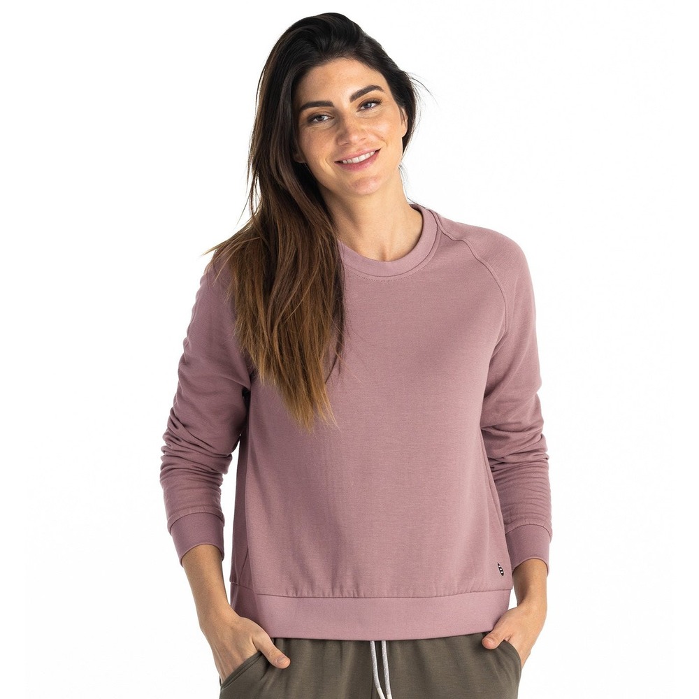 Free Fly Women's Bamboo Lightweight Fleece Crew Pink Medium
